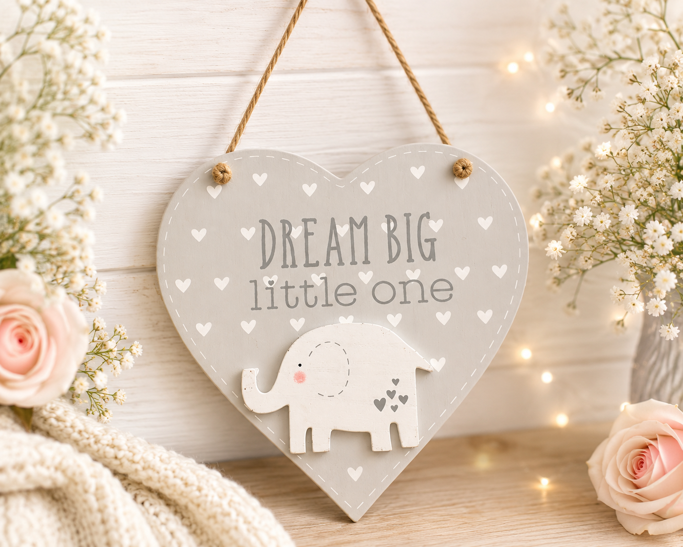 Elephant Dream Big Little One Hanging Heart Plaque