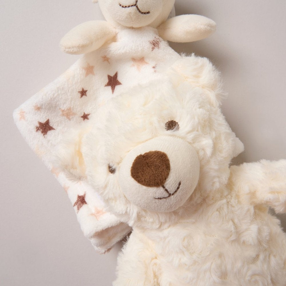 Baby Teddy Bear Comforter and Plush Teddy Gift Set – Neutral Star Design