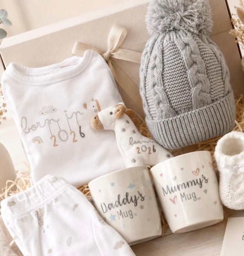 New Baby 2026 Gift Set – Baby Announcement Outfit & Keepsake Gift Box