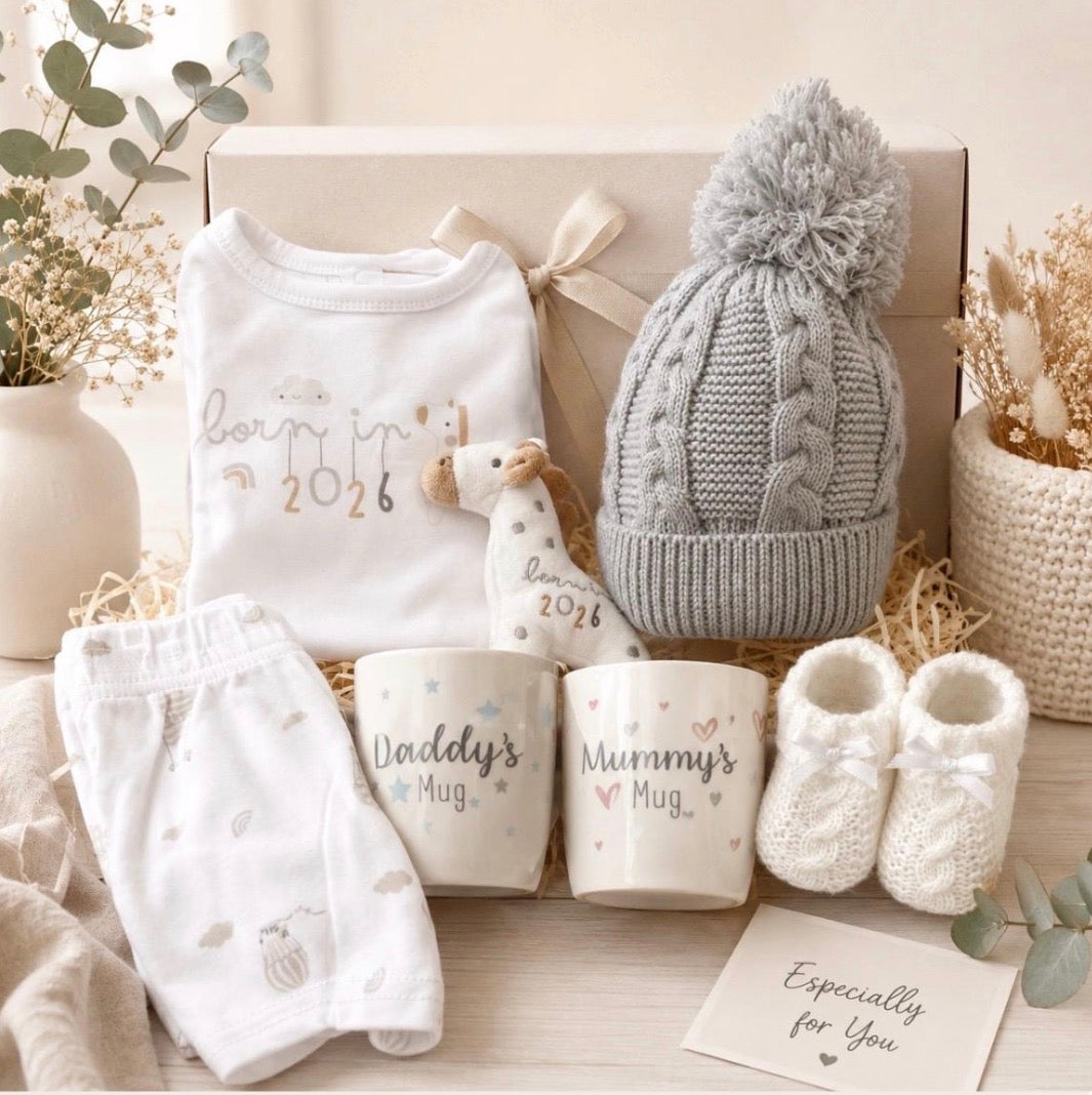New Baby 2026 Gift Set – Baby Announcement Outfit & Keepsake Gift Box