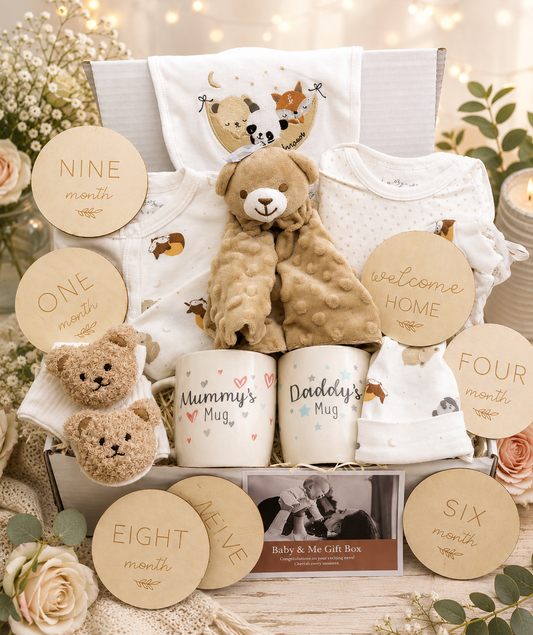 Bear Newborn Baby Gift Box with Outfit & Keepsakes