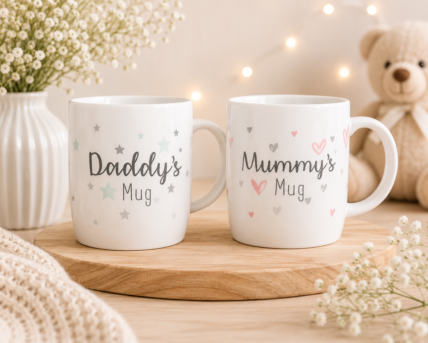 Luxury Baby Keepsake Gift Box – New Baby Gift Set with Teddy, Blanket, Hat, Booties & Mummy & Daddy Mugs