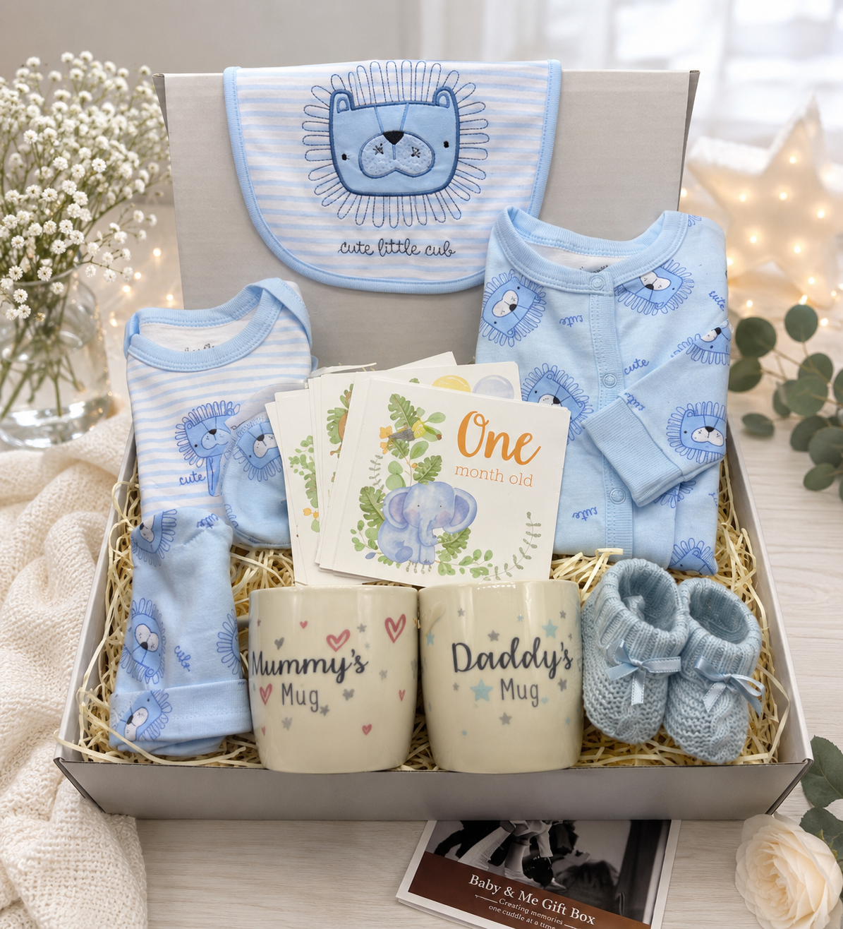 Baby Boy Lion Gift Box – Mummy & Daddy Mug Set