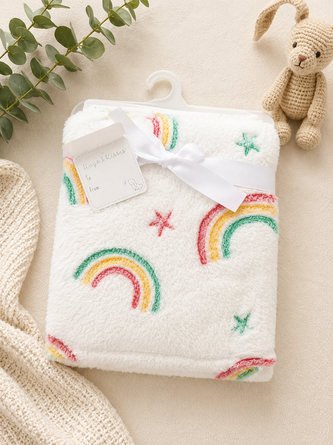 Super Soft Rainbow Baby Blanket – “Hugs & Kisses”