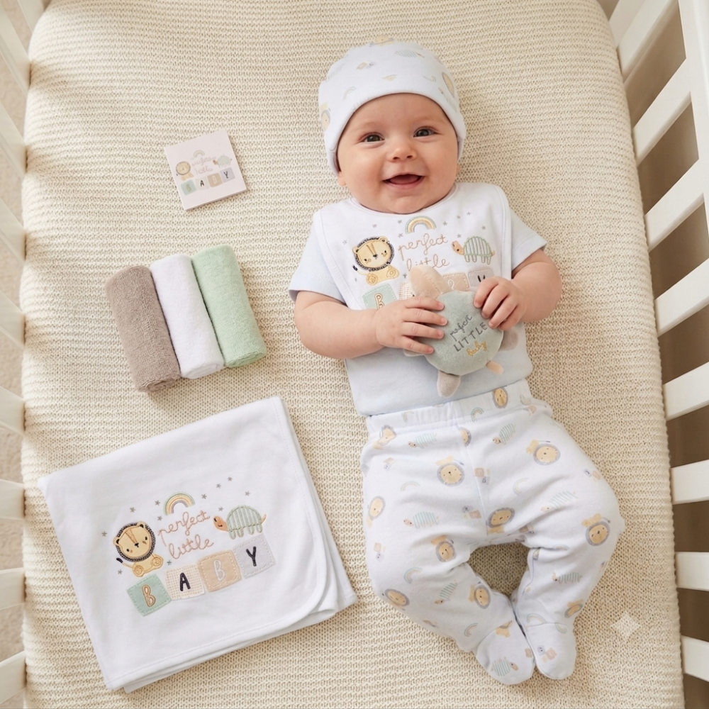Perfect Little Baby Gift Set – Newborn Baby Clothes, Blanket, Hat & Bib