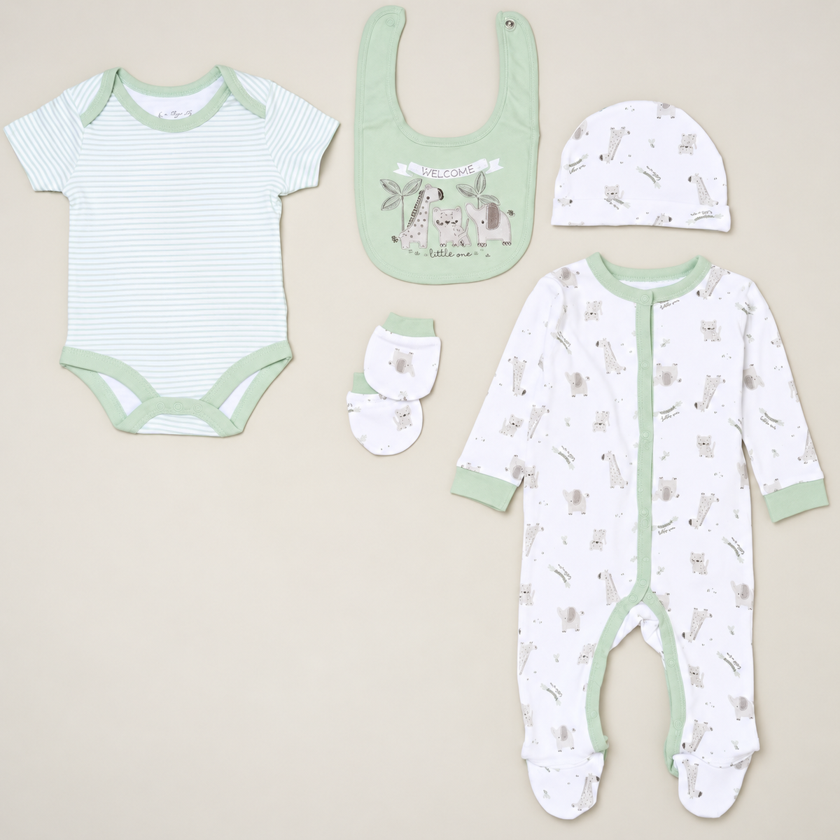 Luxury Safari Baby Gift Set – Mint Safari Baby Clothes Gift Set