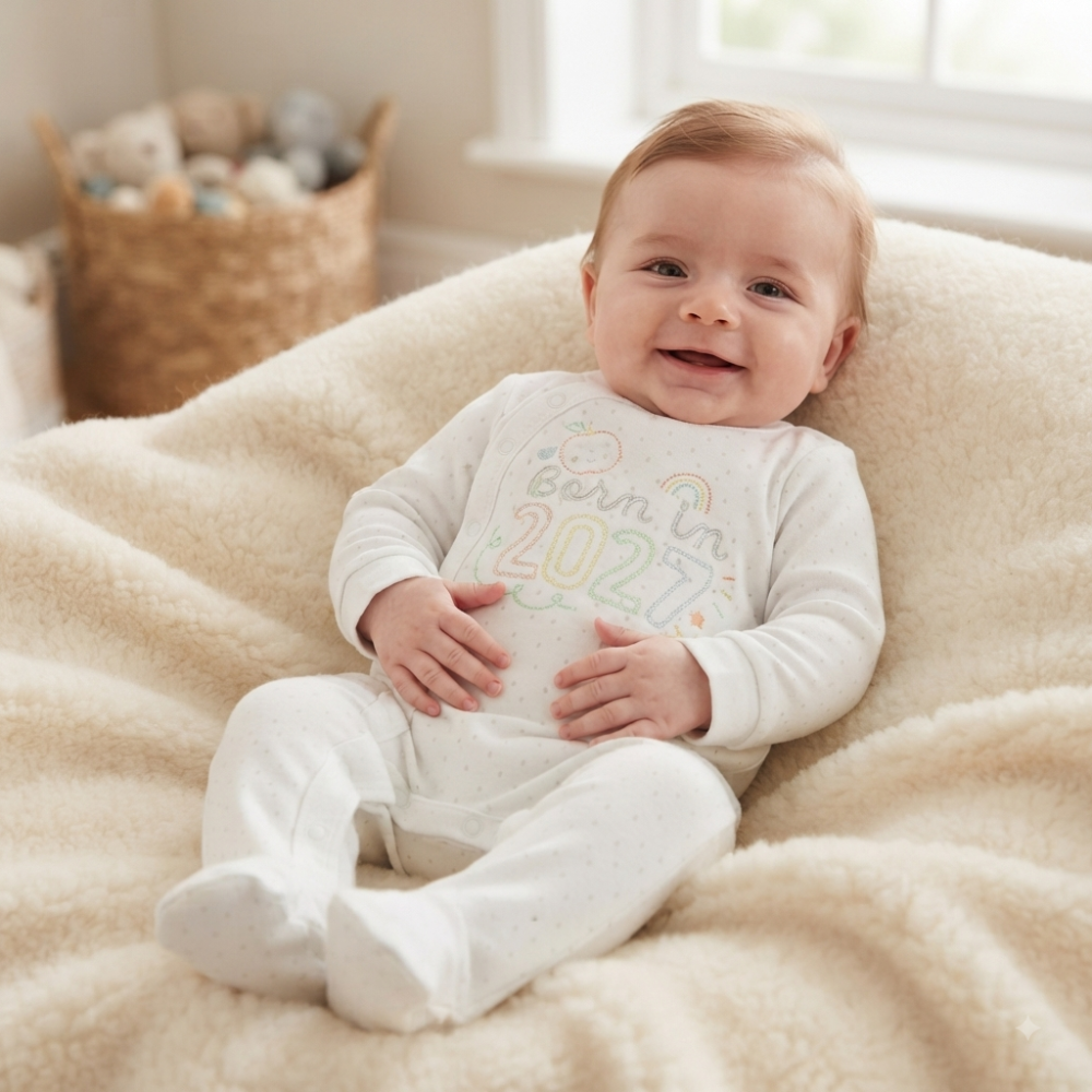 Baby Born in 2027 Sleepsuit – Long Sleeve Sleepsuit with Feet
