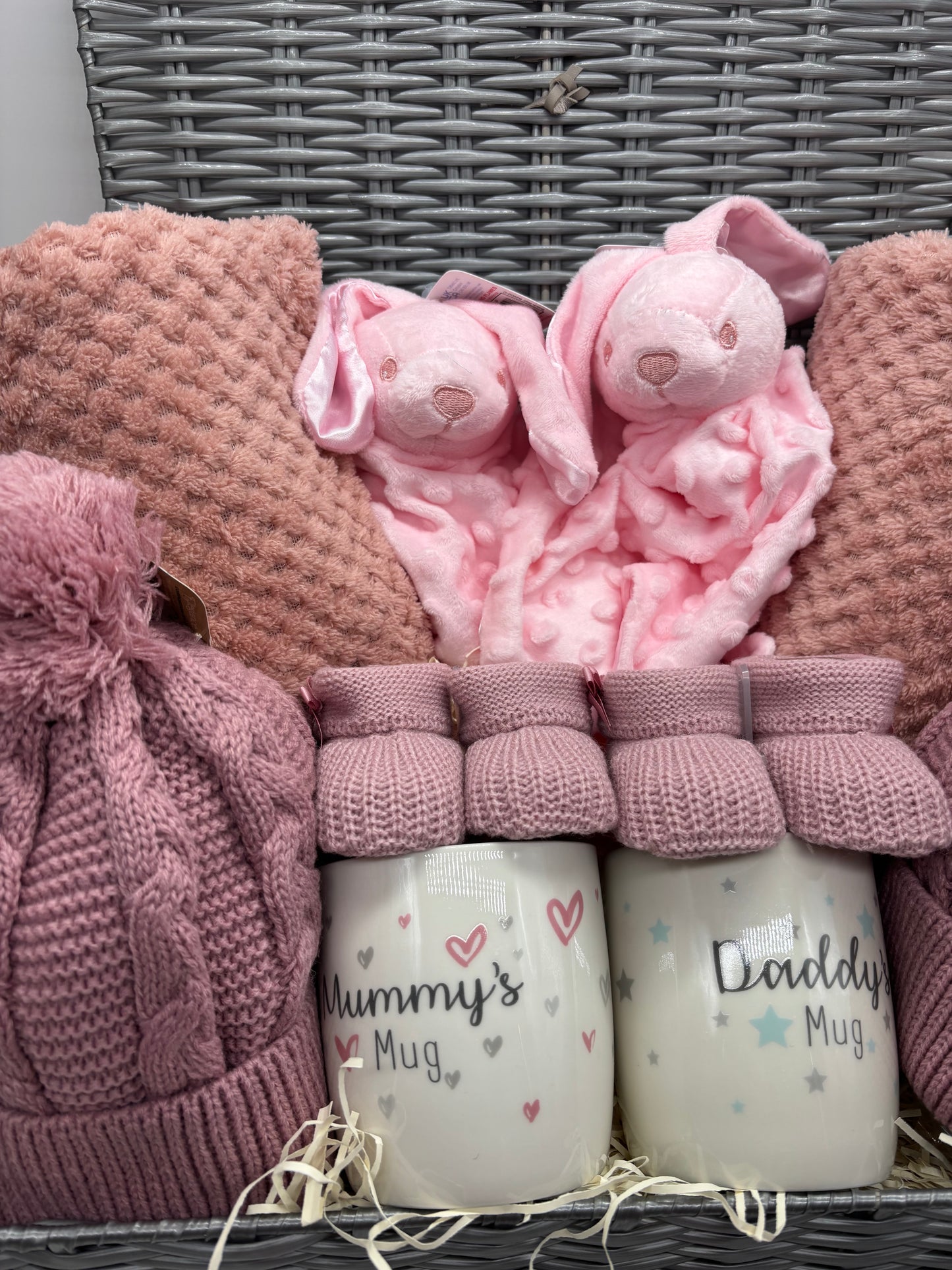 Luxury Twin Baby Gift Hamper – A Special Welcome for Two Little Arrivals - Pink Bunny Rabbit