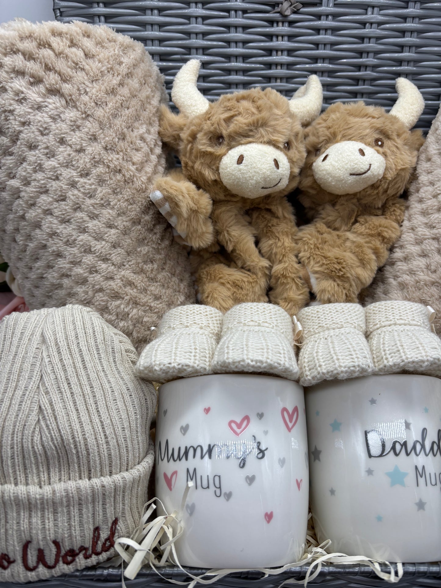 Luxury Twin Baby Gift Hamper – A Special Welcome for Two Little Arrivals -Highland Cow