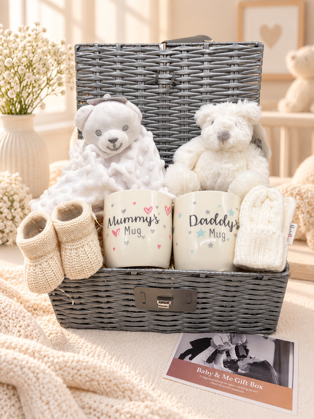 Teddy Bear Gift Set including Mummy and Daddy Mugs