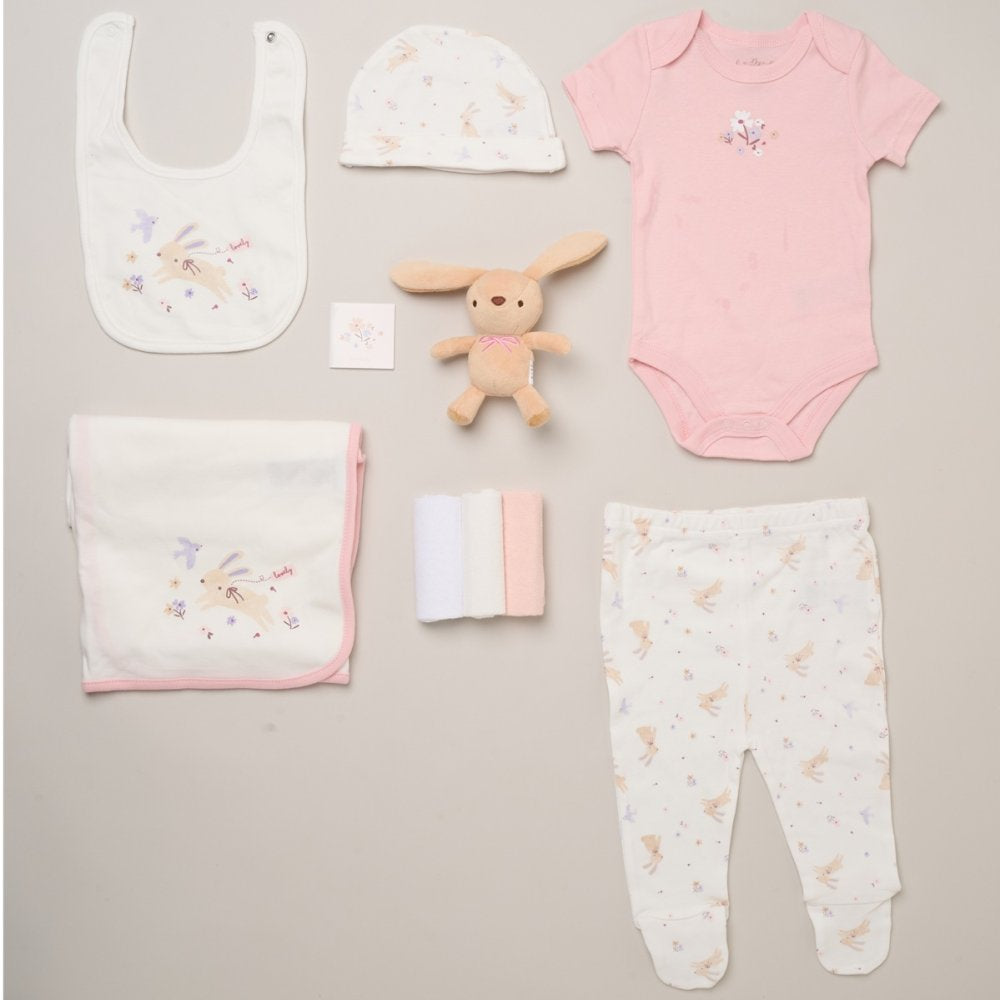 Luxury Pink Bunny Baby Gift Hamper | Newborn Girl Gift Set