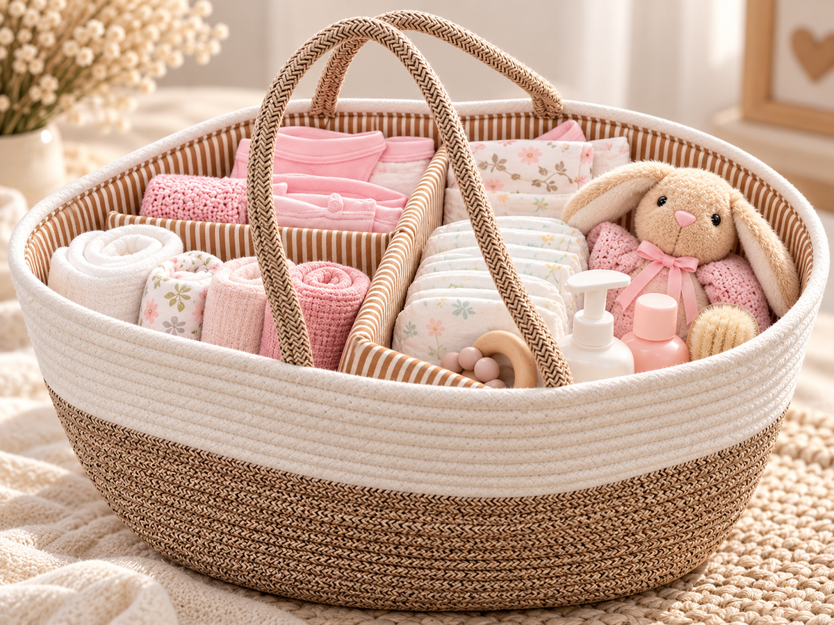 Luxury Woven Baby Gift Hamper Basket – Reusable Storage Basket
