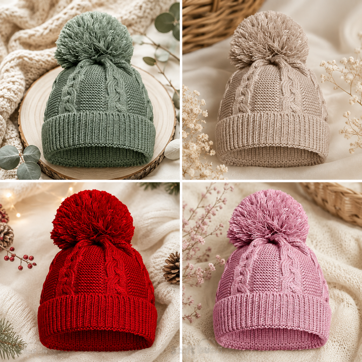 Beautiful Warm Baby Pom Pom Bobble Hats , winter hat