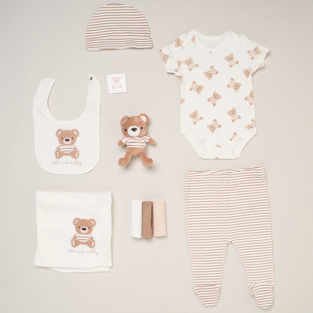 Rock A Bye Baby Unisex Bear 10-Piece Baby Gift Set | Neutral Newborn Gift