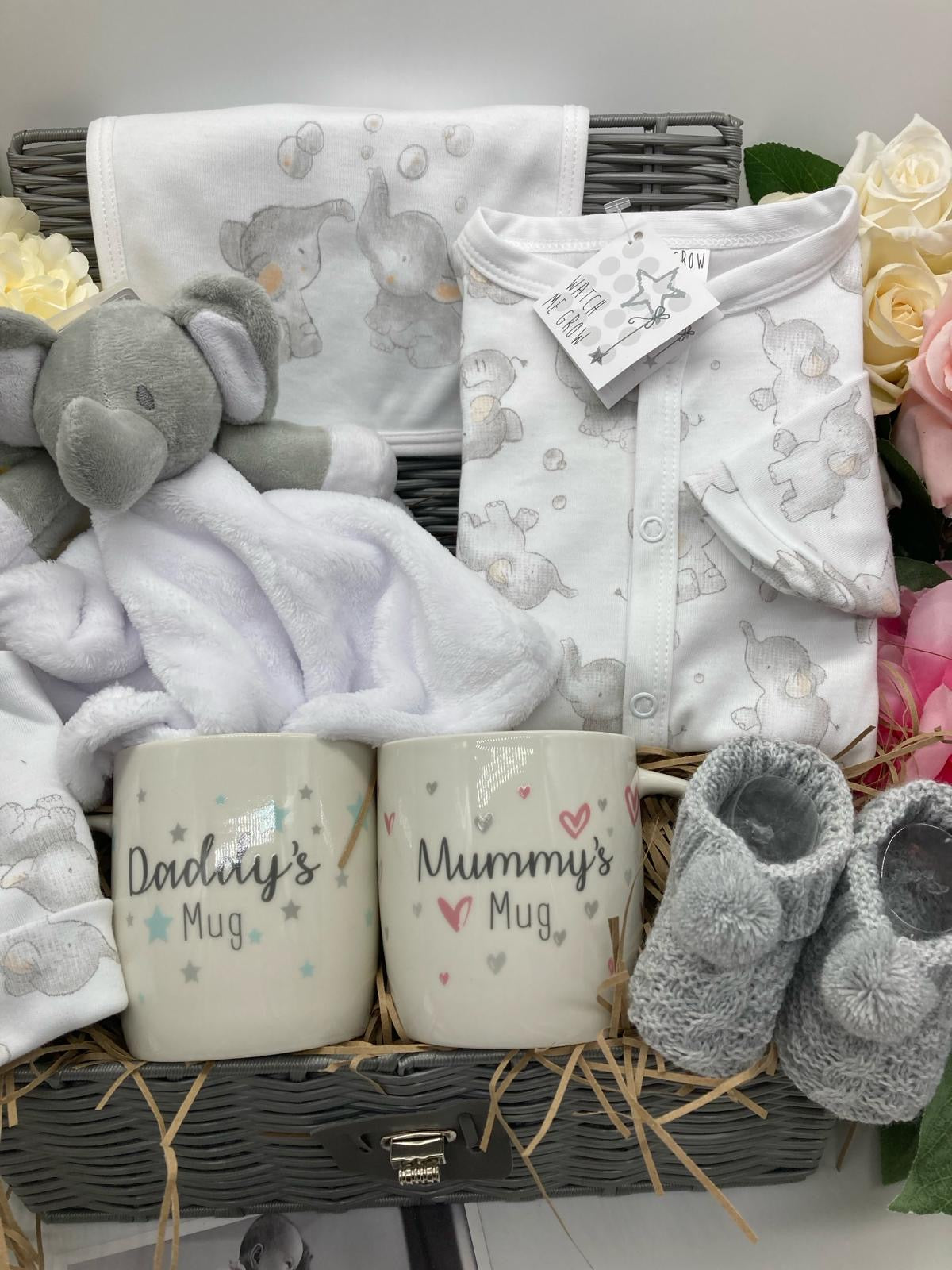 Elephant Baby Gift Box – Small Elegant Newborn Hamper with Outfit Set | Baby & Me Gift Box