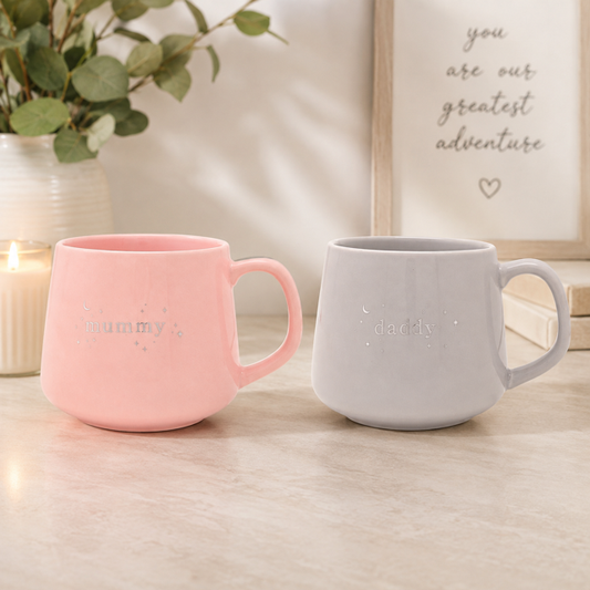 A set of Mummy and Daddy mugs