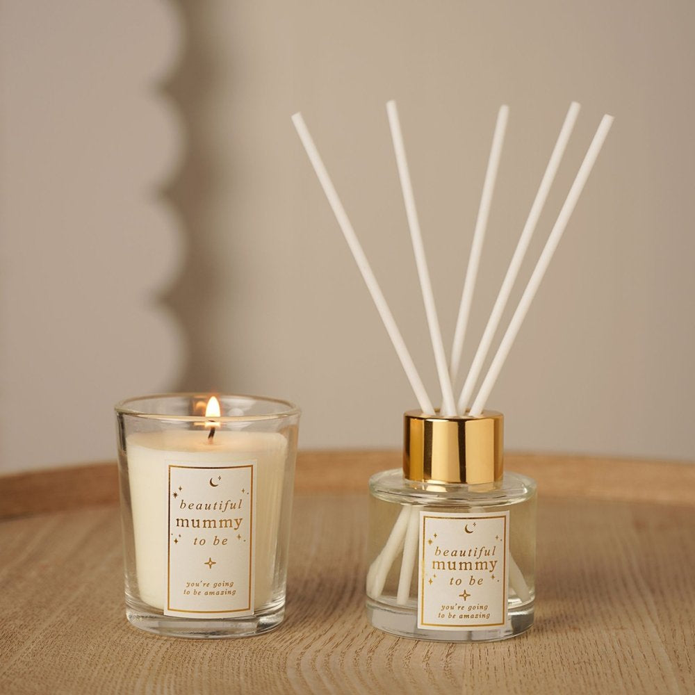 Mummy-to-be candle and reed diffuser gift set