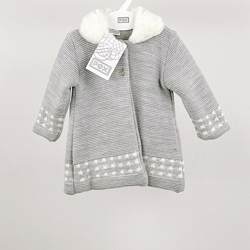 Pex Grey Knitted Miranda Coat 0-18M