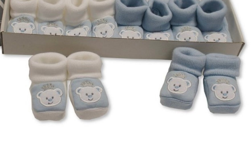 BABY BOOTIES WITH EMBROIDERY - PRINCE or PRINCESS