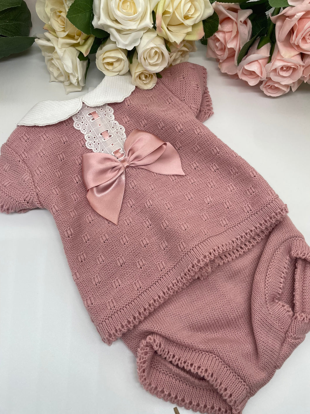 Dusky Pink Rose Knitted 2 Piece