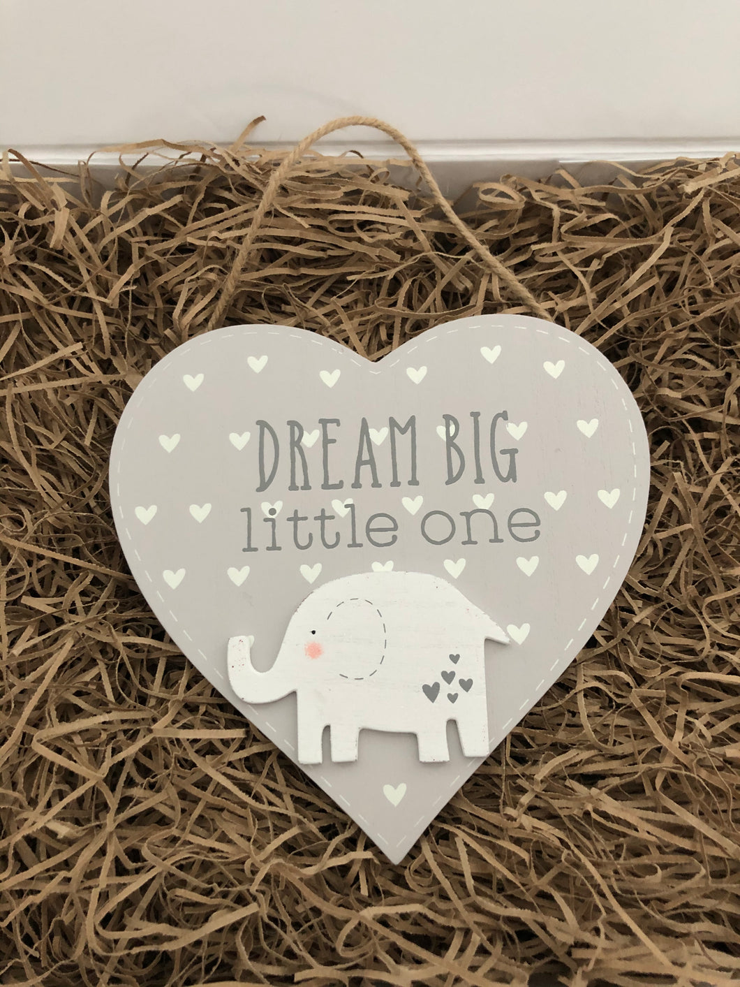 Elephant Dream Big Little One Hanging Heart Plaque