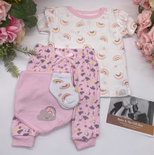 Load image into Gallery viewer, Baby Ivory &amp; Light Pink Rainbow Print 4 Piece Set
