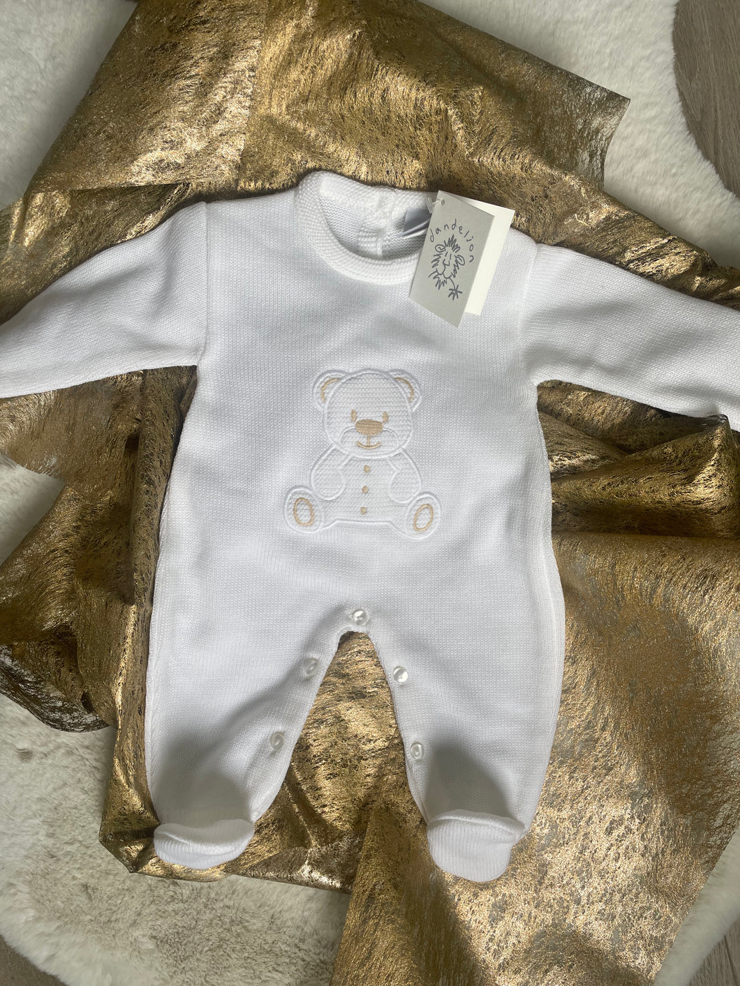 White Bear Knitted Onesie Dandelion